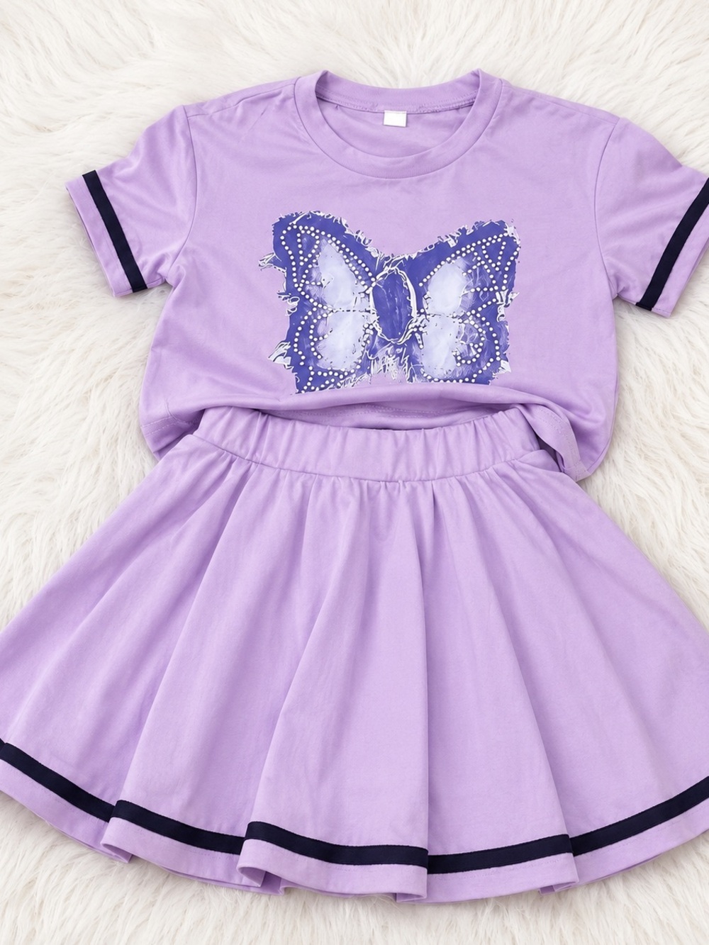 Lilac Butterfly Tee and Skirt Set